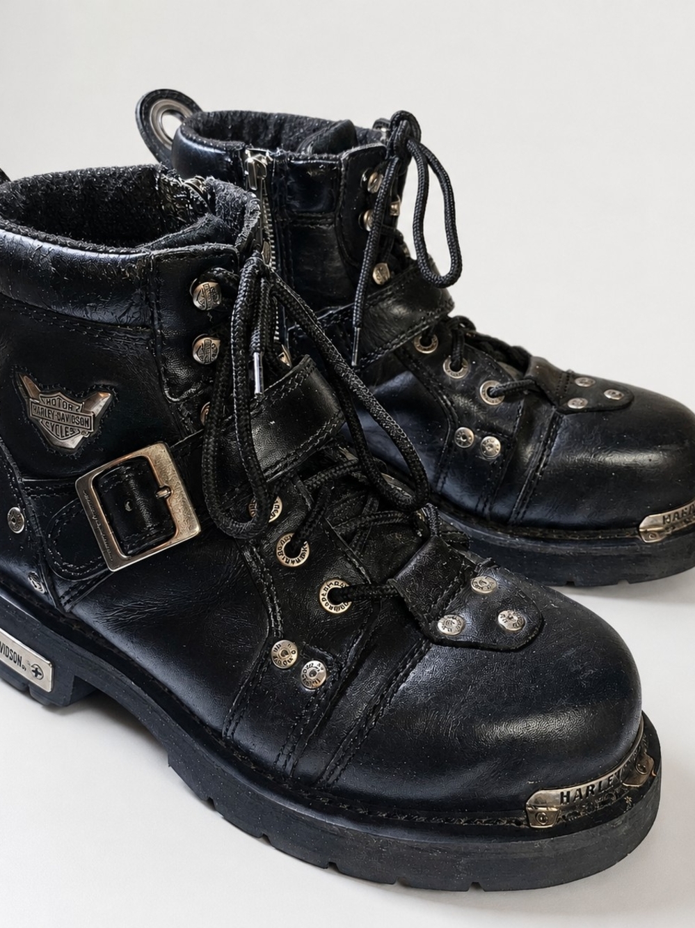 Vintage Harley Davidson USA Steel Toe Biker Boots Mens 8.5 Leather